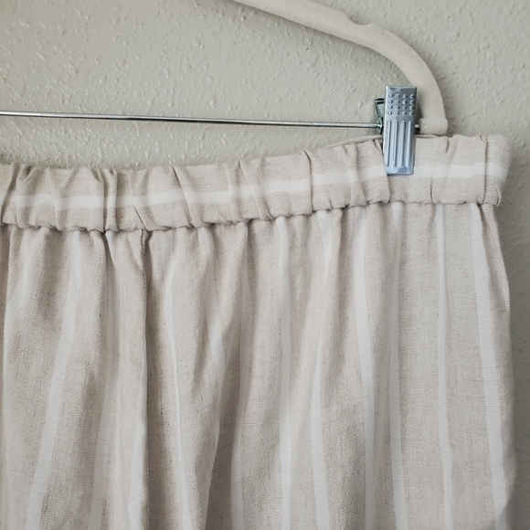 Loft Linen Blend Striped Pull On Wide Leg Pants Beachy Lagenlook Coastal L - Picture 10 of 11